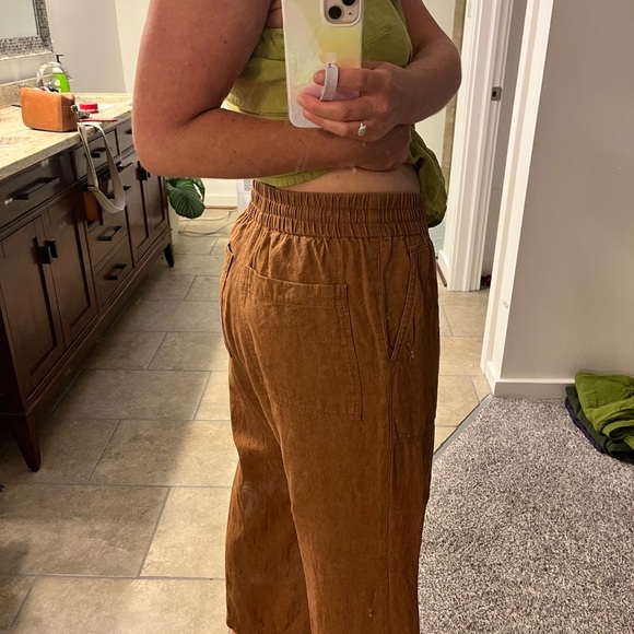 NotPERFECTLINEN WOMENS PUGLIA PANTS HEAVYWEIGHT TOAST SIZE LARGE - Picture 7 of 8